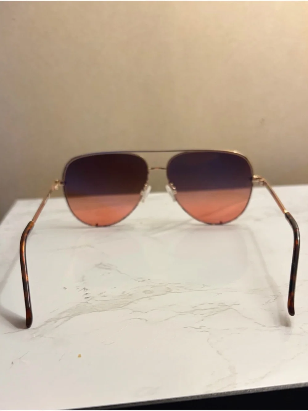 Quay Australia Gold Frame Sunglasses with Orange Gradient Lenses